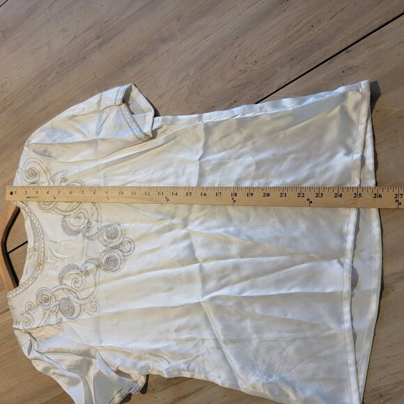 Escada Margaretha‎ Ley Silk Button Up Blouse Tan And Ivory Swirls Sz 36 - Picture 6 of 10